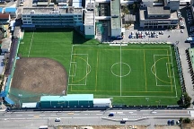 広島山陽学園　クレイグラウンドをロングパイル人工芝へ改修