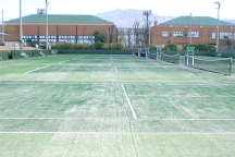 笛吹市石和中央テニスコート12面を、砂入人工芝へ改修