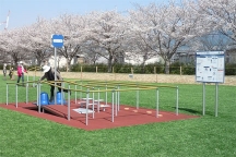 石川河川公園の「千早いきいき広場」に人工芝の健康遊具広場が誕生