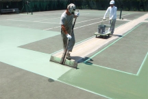 川柳公園・平方公園テニスコートの不陸やクラックを補修してリニューアル