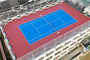 市立英田中学校の屋上テニスコートをレヂンエースで全面改修