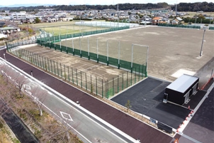 静岡県磐田市ながふじ学府小中一体校のグラウンド完成