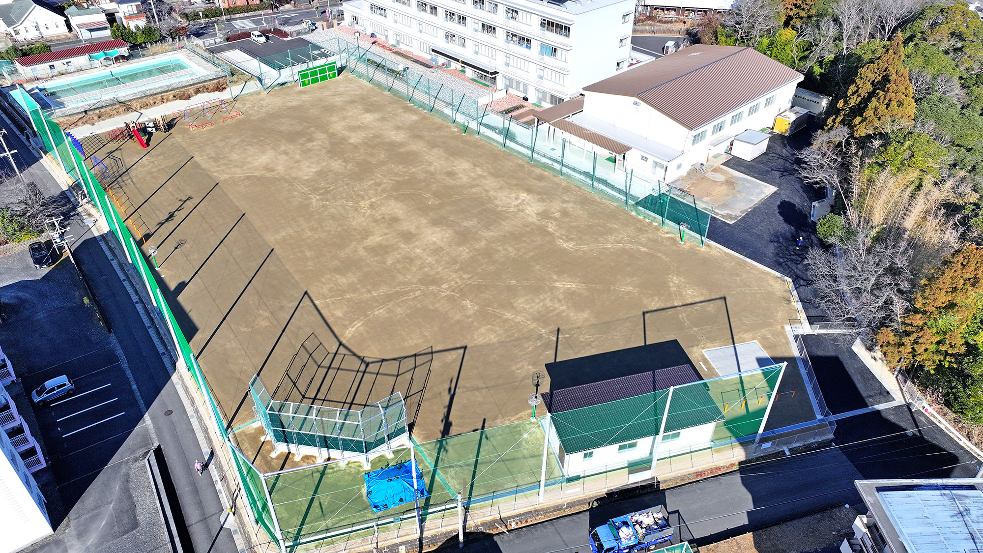 四日市市高花平小学校の運動場整備が完了
